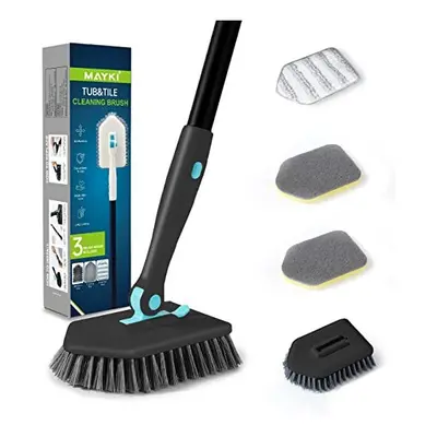 3-In-1 Bathroom Tile Cleaner, Shower Cleaning Brush with 51'' Long Handle, Fixable Bathroom Scru