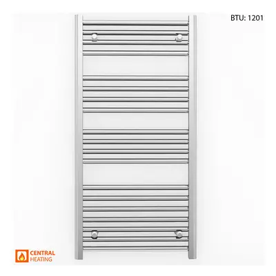 (550 x (BTU: 1201), Chrome Straight Valves) 550mm Wide Chrome Towel Rail Radiator With Valves