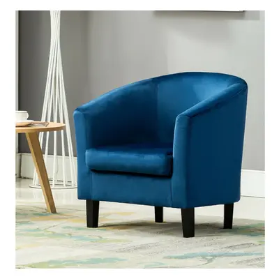 (Blue) MCCÂ® Velvet Fabric Tub Chair Armchair Club Chair for Dining Living Room & Cafe