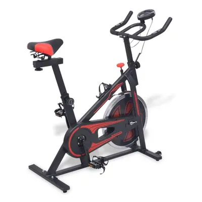 vidaXL Exercise Spinning Bike Fitness Machine with Pulse Sensors Black and Red