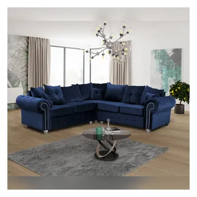 (Blue, Corner Sofa) Ashwin Living Room Corner Sofa