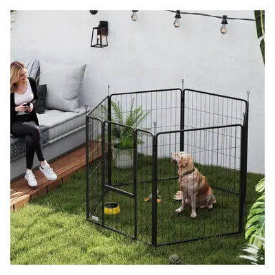 PawHut Dog Playpen, Panels Puppy Pen Dog Playpen, 100cm High, Black