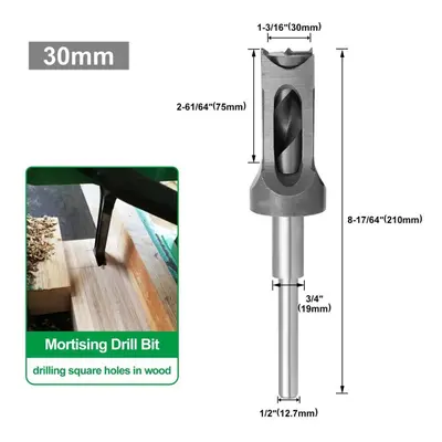 (as the picture, 30mm) Woodworking Square Hole Drill Bit For Mortises And Joinery