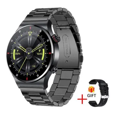 (black, steel belt) Lige Ecg+ppg Bluetooth Call Smart Watch Men Sports Bracelet Waterproof Custo