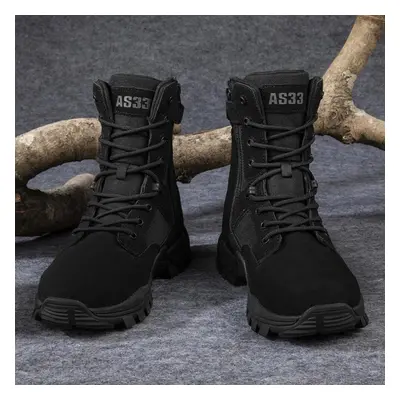 (black, 44) Tuinanle High Top Boots Hiking Outdoor Hunting Travel Waterproof Hard-wearing Men Sh