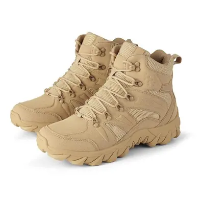 (khaki, 42) Tuinanle Men Ankle Boots Men&apos;s Fashionable Outdoor Sports Lace-up High Top Hiki