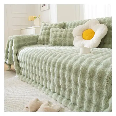 (green, 180*300cm) Winter Thicken Plush Sofa Towel For Living Room Nordic Universal Sofa Cover C