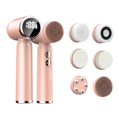 (pink) Led Electric Facial Cleansing Brush In Face Cleaner Blackhead Removal Pore Clean Skin Rej