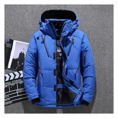 (blue, 4XL) Winter Mens White Duck Down Jacket Warm Hooded Thick Slim Fit Puffer Jacket Coat Mal