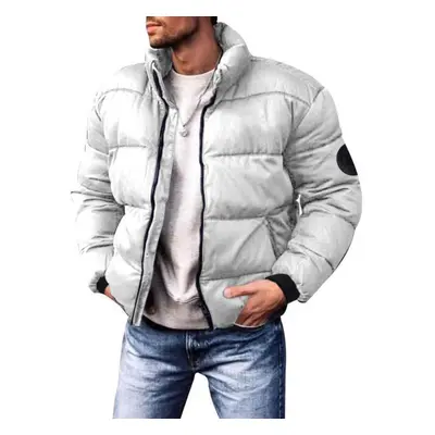 (grey, 3XL) New Men&apos;s Winter Cotton Jacket Cotton Jacket Winter Jacket Standing Collar Down