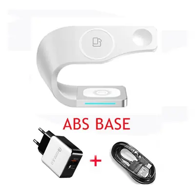 (as the picture, ABS Base EU Plug) Est Multi Function Wireless Charger Station Qi Phone Stand In