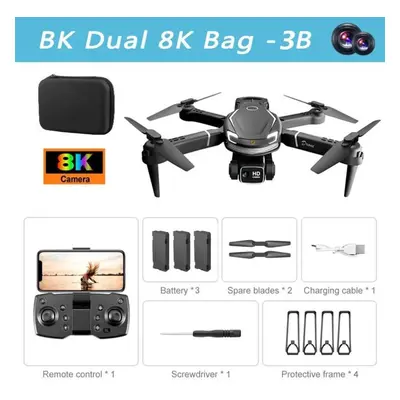 (Black Dual-8K-3B) Lyzrc V88 Drone Original 4k/8k Professional Anti-shake Hd Dual Camera Omnidir