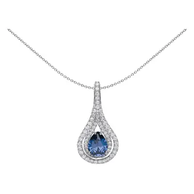 Jewelco London Ladies Sterling Silver Tanzanite-Violet Pear Cubic Zirconia Tear of Joy Pendant N