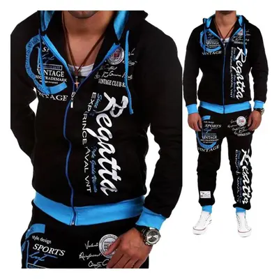 (blue, 2XL) Man Clothing Fashion Hooded Tracksuit Men Loose Printing Athletic Suit Jogging Suits