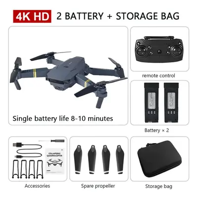 (black, single camera battery) New E58 Rc Drone Wifi 4k Hd Wide Angle Camera Aerial Photography 