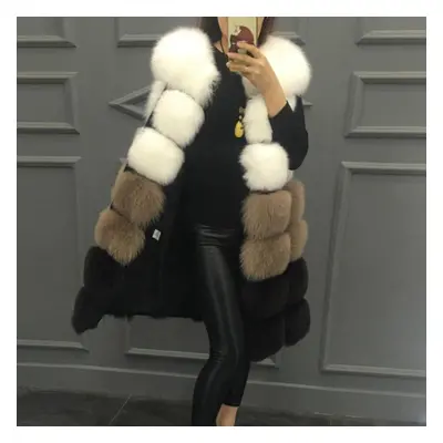 (black, XXL) Women&apos;s Fashion Sleeveless Winter Thicken Artificial Faux Fur Winter Parka Ves