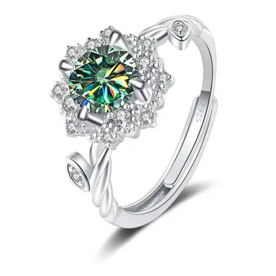 (green, 1ct adjustable) Bague Ringen Round 8h8a Vvs D Color 1ct Moissanite Ring S925 Sterling Si