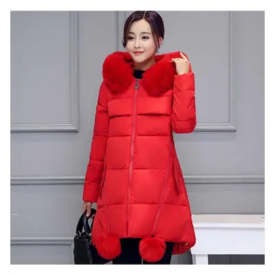 (red, XXXL) Oversize Winter Jacket Women Parka Hooded Outerwear Warm Down Cotton Jacket Plus Siz