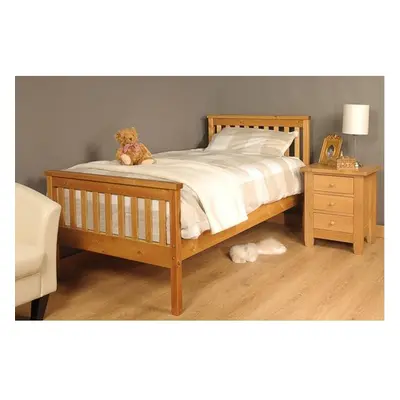 (3ft Single, Caramel) Talsi Wooden Bed Frame with Charlotte Mattress