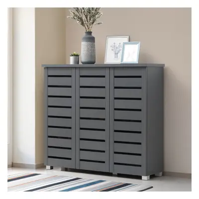 5 Tier Shoe Storage Cabinet Door Cupboard Stand Rack Unit Dark Grey