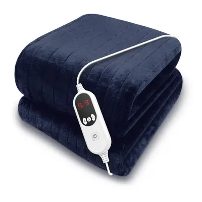 Purus Navy Blue Deluxe Electric Heated Throw 160x120cm, Soft Fleece, Heat & 12HR Timer Settings,