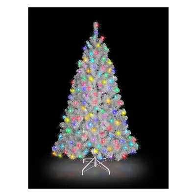 8ft/240cm Pre Lit Artificial Christmas Tree Alaskan Pine Multicolour Tips, Multicolour LEDs