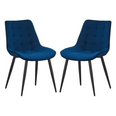 (Navy Blue, 2) Velvet Dining Chair Lounge Chair with Metal Black Legs R1 Next Day UK Delivery