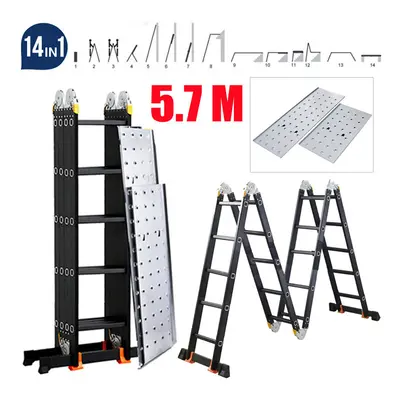 5.7M in Multi Purpose Aluminium Folding Ladder w/Platform UK