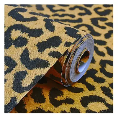 (Gold) 10M Modern Animal Leopard Matt Waterproof Embossed Textured PVC Wallpaper Roll