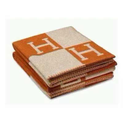 (Orange) Letter H Blanket Artificial Wool Cashmere Throw Cover Sofa Plaid Blankets