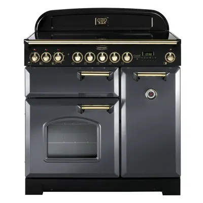 Rangemaster CDL90EISL/B Classic Deluxe Slate with Brass Trim 90cm Induction Range Cooker - Grey 