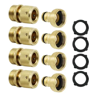 3/4'' NPT Solid Brass Male and Female Connector Garden Hose Quick Connect Water Pipe Connectors 