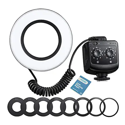 RING72 Macro LED Ring Light with Adapter Rings, 8W 5600K LEDs Macro Ring Light Dual Power Supply