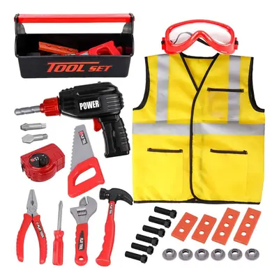 LOYO Kids Tool Set - 32Pcs Construction Tool Toys with Play Electric Drill and Carry Case Tool B