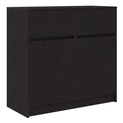 vidaXL Sideboard with Drawer Black Oak 80x34x76 cm Engineered Wood