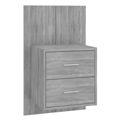 (grey sonoma, 1) vidaXL Wall Bedside Cabinet Floating Nightstand Bedside Unit Hanging Cabinet