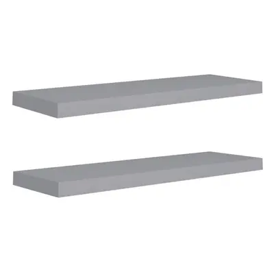 vidaXL 2x Floating Wall Shelves Grey 80x23.5x3.8 cm MDF Display Hanging Rack