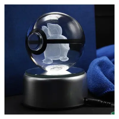 Snorlax Pokemon Glass Crystal Pokeball with Light-Up LED Base Ornament 80mm Size