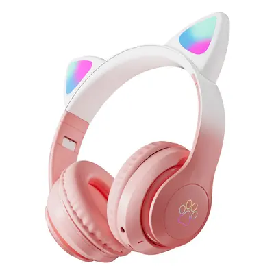 (pink) Gradient light-emitting folding Bluetooth headset