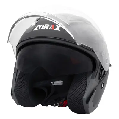 (Matt Black, XXXL) ZORAX Tula Open Face DVS Motorbike Motorcycle Helmet Inner Visor