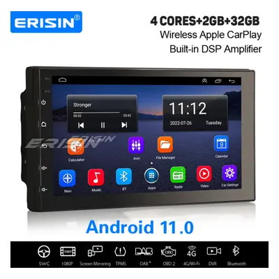 Universal Double 2DIN Android 11.0 Car Stereo DSP Wireless CarPlay DAB+ Bluetooth Satnav For Nis