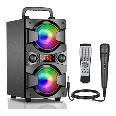 Bluetooth Speaker, 60W (80W Peak) Portable Wireless Speaker with Lights, Double Subwoofer Heavy 