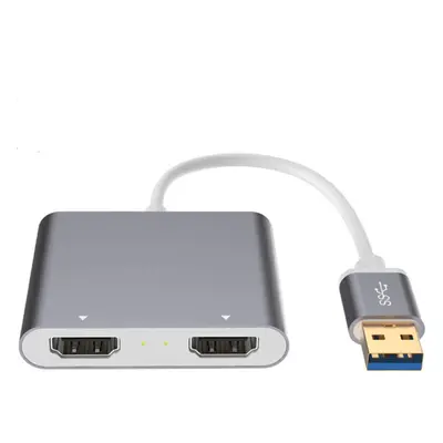 USB 3.0 To Dual HDMI High Definition Converter 4K USB Same Screen Extender(Grey)