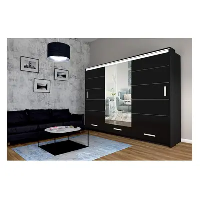 (256 cm, Black) Stylish Florence Wardrobe in Sizes and Colors