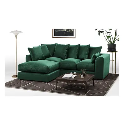 (Left Hand Green) Brooklyn Plush Velvet Fibre Corner Sofa Colours