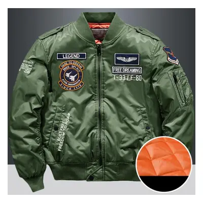 (army green, 4XL) Winter Fashion Stand Collar Jacket Man Bomber Jacket Mens Windbreaker Thicken 