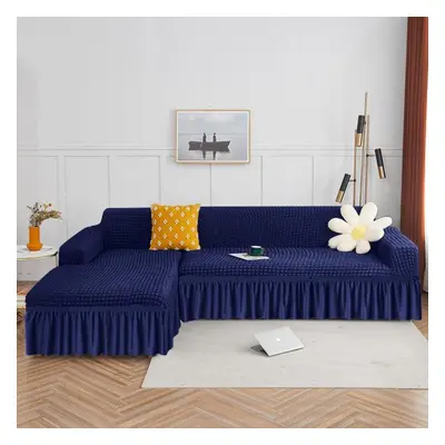 (navy, Part AA 175-210cm) Seekers Skirt Sofa Cover -shaped Plain Striped Pattern Sofa Cover Livi