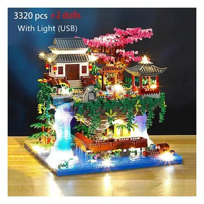 (carmine) Tree House Diamond Building Blocks Garden Architecture Waterfall Light Diy Bricks Toy 