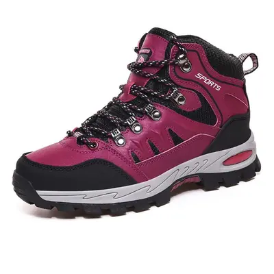 (rose red, 42) Spring And Autumn Mens High-top Outdoor Hiking Shoes Large Size Fashion Couple Sh