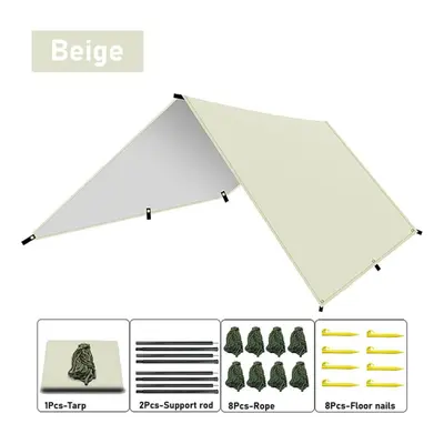 (beige, 3m x 5m) Camping Tarp, Outdoor Camping Tarpaulin Awning, Lightweight Uv Resistant And Pu